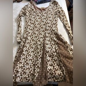 A'Reve Brown and Cream Patterned Top